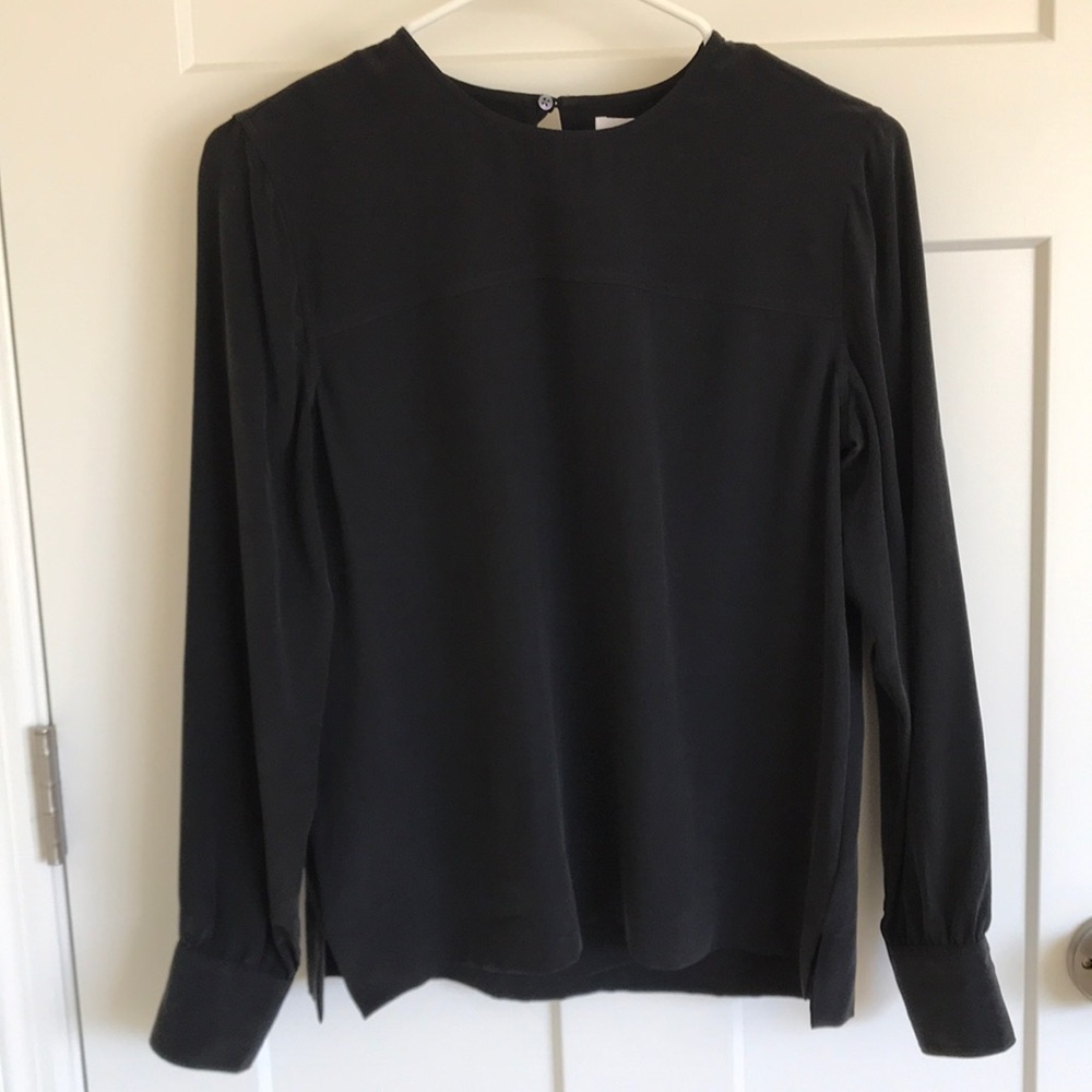 Everlane silk long-sleeve blouson - black